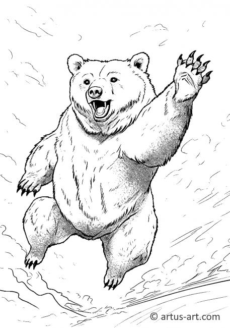 Страница для раскрашивания с медведем